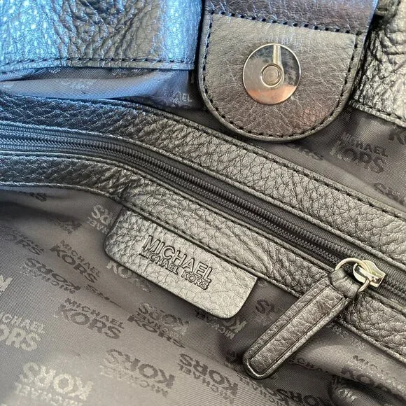 Michael Kors Black Pebbled Leather Drawstring Shoulder Tote Bag - Picture 5 of 8